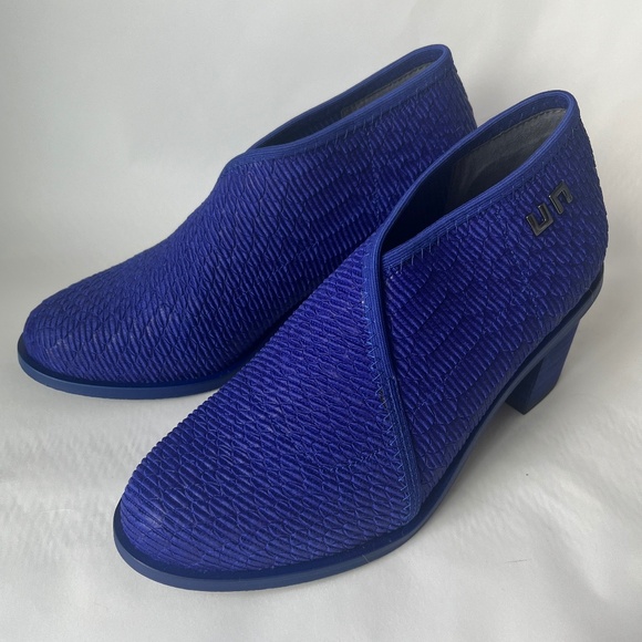 United Nude Fold Blue Marine Python Block Heel Leather Casual Booties 7 - Picture 2 of 15